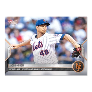 2022 TOPPS NOW #703 JACOB DEGROM - EXTENDS MLB RECORD HOME SUCCESS STREAK IN WIN - Picture 1 of 2