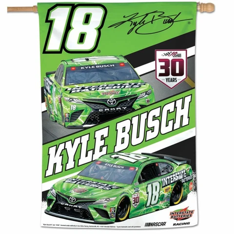 Kyle Busch 2021 Wincraft #18 Interstate Batteries 28x40 Vertical Flag FREE SHIP! Cover