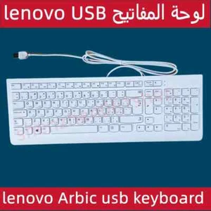 Lenovo Original Aribic USB wired keyboard SK8823 EKB536 Black White - Picture 1 of 13