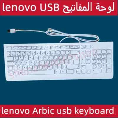 Lenovo Original Arabic USB wired keyboard SK8823 EKB536 Black White - Image 1 of 4