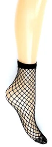 2 Paar - klobige schwarze knöchelhohe Damensocken aus Fischernetz - Bild 1 von 2