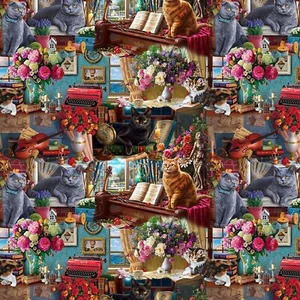 Tela de animales - Parche elegante para gato Madame Victoria - conceptos impresos yarda - Imagen 1 de 1