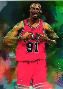 Trading Card, Dennis Rodman, Chicago Bulls, Edward Vela artist Signed, 18/50 #10 - Picture 1 of 4