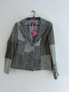 Together Women's Blazer Jacket Size 40 Grey Multi Lace Velvet Patchwork New - Picture 1 of 13
