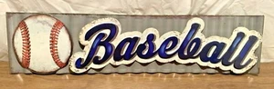 CORRUGATED INDUSTRIAL METAL BASEBALL SIGN wall decor 18” X 4 1/4” NEW - Picture 1 of 4