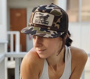 Red Wings Irish Setter Trucker Hat Vintage Deadstock Camo Snapback Cap Hunting - Picture 1 of 11