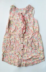 Old Navy Girl's Dress Size 4T Ruffle Front Button Down Sleeveless Pink Floral - Picture 1 of 4