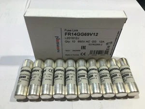 MERSEN FR14GG69V12 12A 690V Fuse Ferraz Shawmutt14x51mm JPSF486 Pack of 1/5/10 - Picture 1 of 7