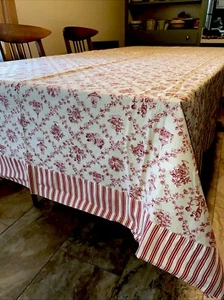 Tischdecke rot Toilette länglich 60x104" Baumwolle klassisch Landhaus Bauernhof schön - Bild 1 von 7