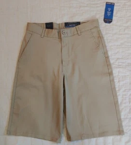 Nautica Boys Khaki School Uniform Shorts Sz 16 Regular Flat Front Adjustable NEW - Picture 1 of 7