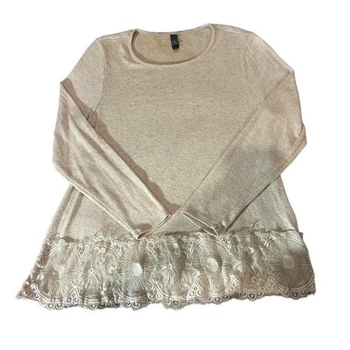 OFF WHITE Maglione da donna Alya taglia small crema dettaglio pizzo a maniche lunghe