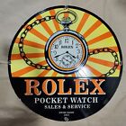 ROLEX POCKET WATCH PORCELAIN ENAMEL SIGN 30 INCHES ROUND