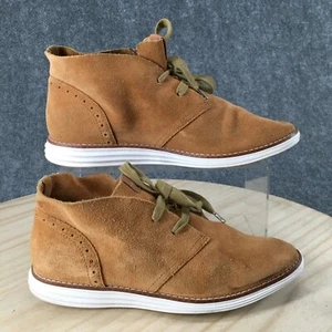 Cole Hann Boots Mens 7.5 B Chukka Ankle Booties Brown Suede Lace Up Comfort - Picture 1 of 16