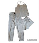 NWT Victorias Secret Women S/XS 3 Pc Shine Pleat LOUNGE SET Metallic Cami Shorts