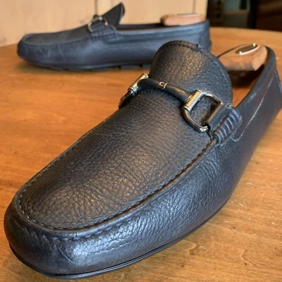 Ermenegildo Zegna Black Pebble Horse Bit Drivers Mens Size 11 M - Image 1 of 4