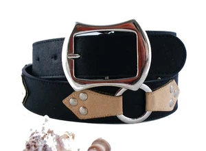 Gothicgürtel Trachtengürtel  Damengürtel schwarz  große eckige Schnalle SCH9D - Bild 1 von 7