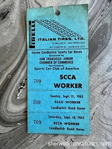 UNCOMMON 1963 SCCA WORKER PERMIT ORIG CANDLESTICK SPORTWAGENRENNEN PIRELLI SF - Bild 1 von 5