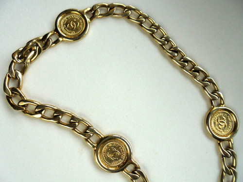 Collana catena vintage Chanel tono oro