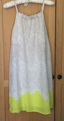 Vestido Solero Old Navy Niñas Mezcla Lino Blanco con Gris/Neón XL Foto 1 de 4