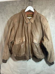 Giacca Bomber Vintage I.O.U Pelle Marrone Vera Pelle XL Cina - Foto 1 di 24