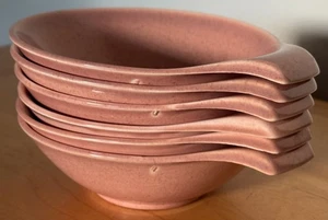 Vintage MCM RUSSEL WRIGHT Obst-Suppenschalen mit Henkel korallenrosa STEUBENVILLE - Bild 1 von 7