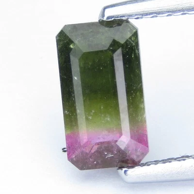 1.05Cts Amazing Natural Bi-Color Tourmaline Emerald Cut Loose Gemstone - Image 1 of 4