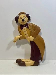 Intarsia Wooden Standing Clown Decorative Wall Art Hanging - Picture 1 of 7