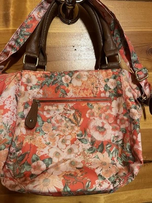Bolso de hombro para mujer Old azul marino estampado floral naranja/marrón Foto 1 de 4
