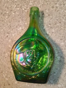 VINTAGE WHEATON JOHN PAUL JONES IRIDESCENT GREEN GLASS BOTTLE - Picture 1 of 8