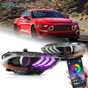 Faros proyectores LED completos VLAND con RGB DRL para Ford Mustang 2018-2022 diestro+derecho - Imagen 1 de 13