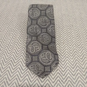 Vintage Pavone Paisley Navy & Silver 100% Silk Handmade Neck Tie Peacock - Picture 1 of 7