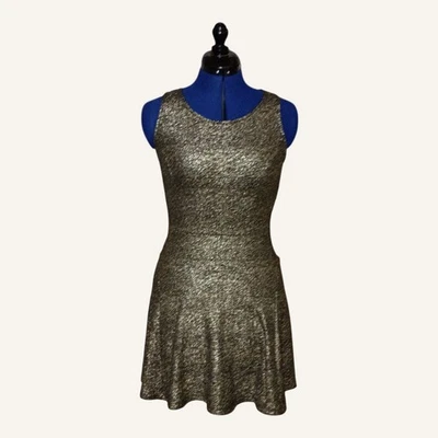 Soprano Sleeveless Metallic Gold Festive Party Mini Dress Medium M - Image 1 of 4