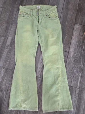 True Religion Light Green Corduroy Boot Leg Low Rise Pants In Size 29 Womens - Image 1 of 4