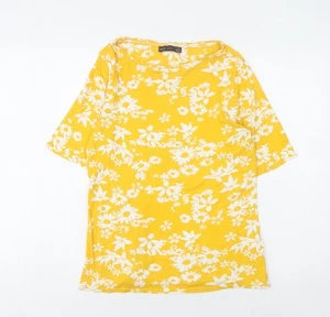 T-shirt donna gialla floreale Marks and Spencer taglia 16 - Foto 1 di 12