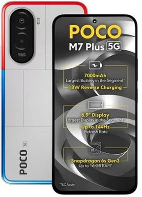 POCO M7 Plus 5G (Chrome Silver, 8GB RAM 128GB) Snapdragon 6s Gen 3 5G - Immagine 1 di 4