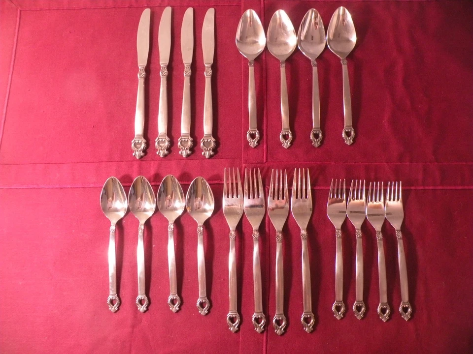 Set Of 20 Pieces Erika 1883 ROGERS Stainless Spoons Forks Knives Service For 4 - Image 1 of 4