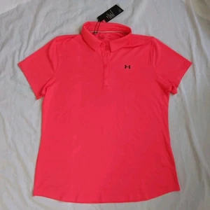 Under Armour Fitted Polo Shirt Neon Orange Athletic Golf Women's Size XL - Picture 1 of 10