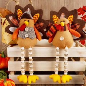 winemana 2 Pack Thanksgiving Turkey Decorations - Stuffed Animal Shelf Sitters w - Picture 1 of 8