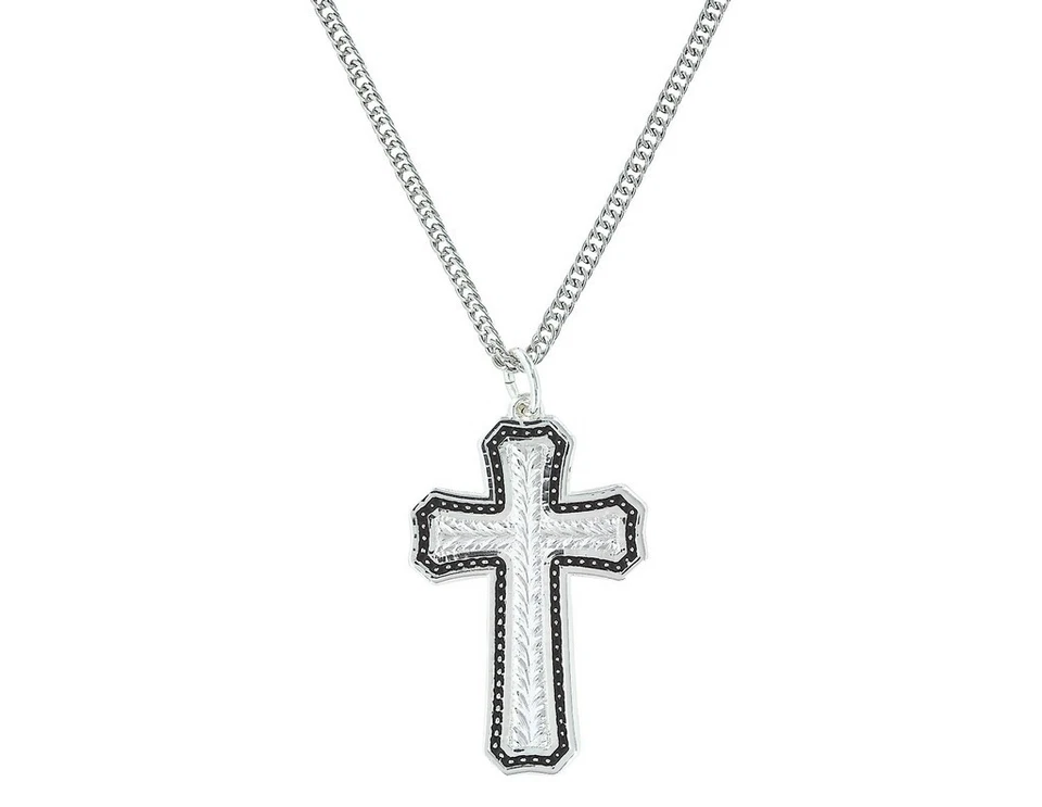 Montana Silversmiths Necklace Mens Women Wheat Cross 26" Silver Nc3110