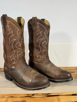 Double-H Robert Men's Leather Steel Toe Size 7.5 EE Western Work Boots USA Made - Image 1 of 4