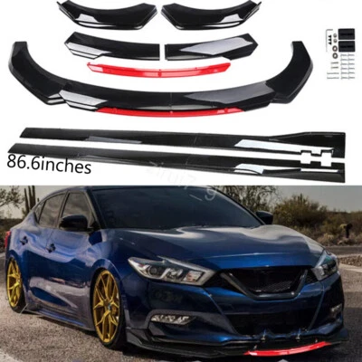 Front Bumper Lip Spoiler Splitter Body Kit Side Skirts 86.6"  For Nissan Maxima Foto 1 de 4