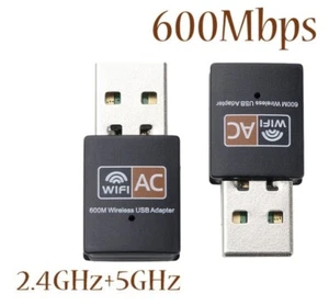 600Mbps Dual Band 2.4G/5G Hz Wireless USB WiFi Network Adapter LAN Card 802.11AC - Picture 1 of 5