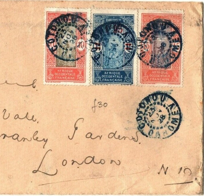 French Colonies DAHOMEY *Cotonou* CDS Cover BENIN London Fine Usage 1928 LA150 - Image 1 of 4