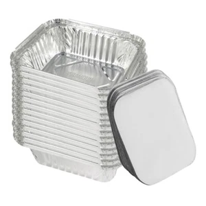 1500 x Contenitori in Foglio di Alluminio con Coperchio BBQ Vassoio Preparazione Pasti Monouso Takeaway - Foto 1 di 15