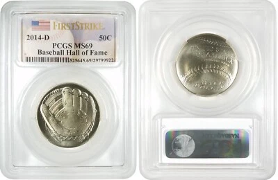 2014-D 50C PCGS MS69 Baseball Hall of Fame Half Dollar ~ FIRST STRIKE! - Image 1 of 4