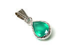 9ct White Gold Green Agate Pendant Necklace No Chain Gift Boxed Made In Uk