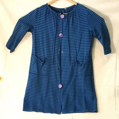 De Colección Azul Verde Rayas Largo Suéter Chaqueta Mod Gogo Moda M/L Retro V4665 Foto 1 de 4