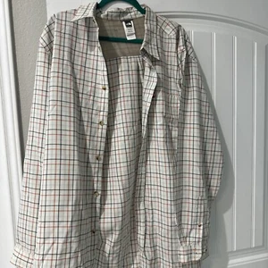 The North Face Button Up Shirt Mens XXL Long Sleeve Plaid WHITE Striped - Picture 1 of 5