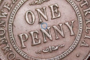 * 1928 PENNY DOT IN CENTER OF REVERSE SLIGHT DOUBLING TO BRITT & OMN #21C - Foto 1 di 10