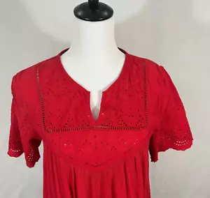 Blusa boho campesina fluida bordada con ojales rojos medianos Knox Rose Top para mujer - Imagen 1 de 9